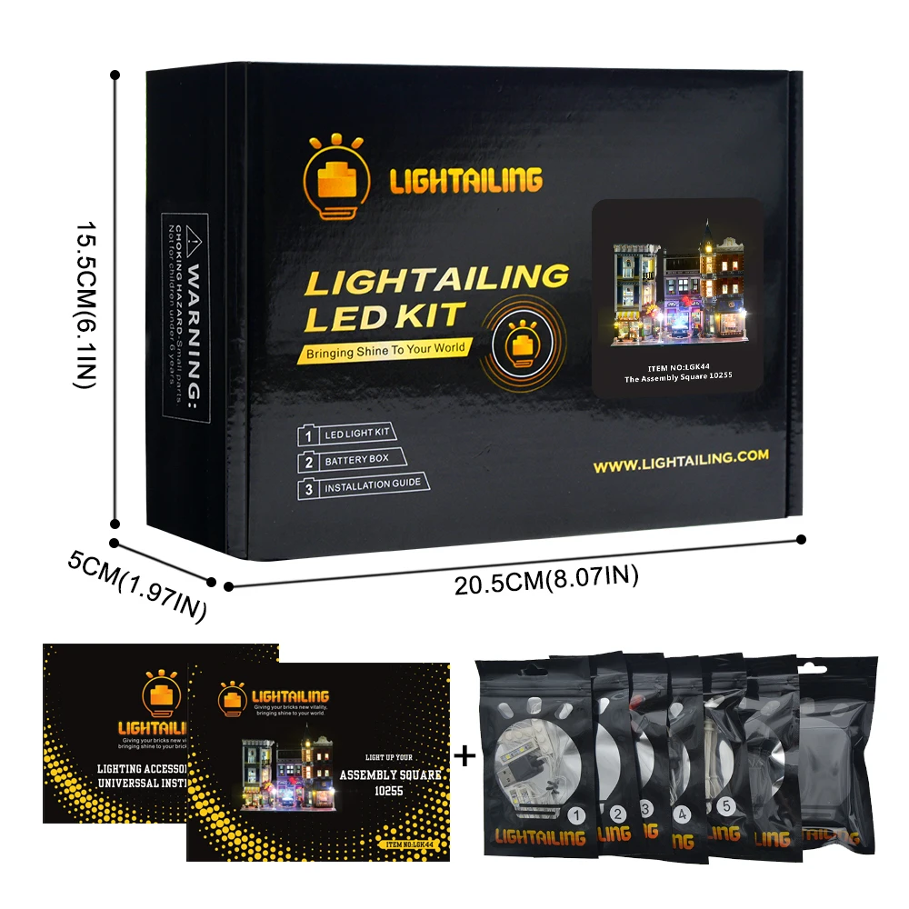 LED Light Set LIGHTAILING свет комплект для Cerator сборки квадратный светодиодный Building Block комплект освещения Совместимость с 10255 и 15019 - Цвет: LED Light Set