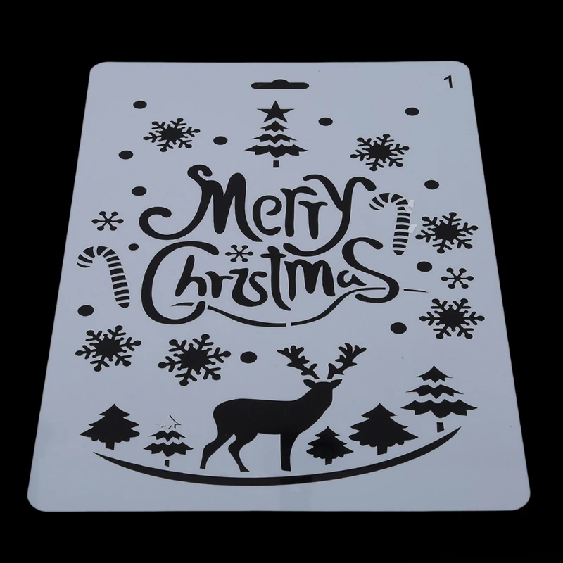 1pcs Christmas Painting Openwork Template Diy Diary Stationery Journal Photo Album Lace Ruler | Дом и сад