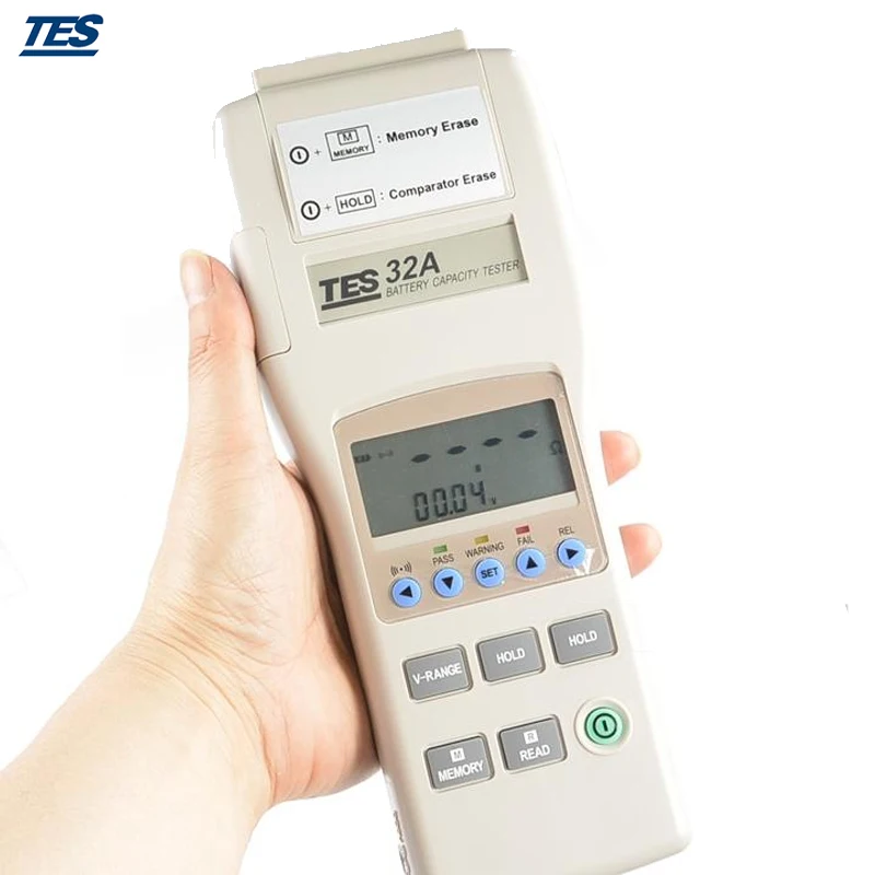 TES 32A портативный измеритель емкости батареи 0 500AH с измерением сопротивления DCV