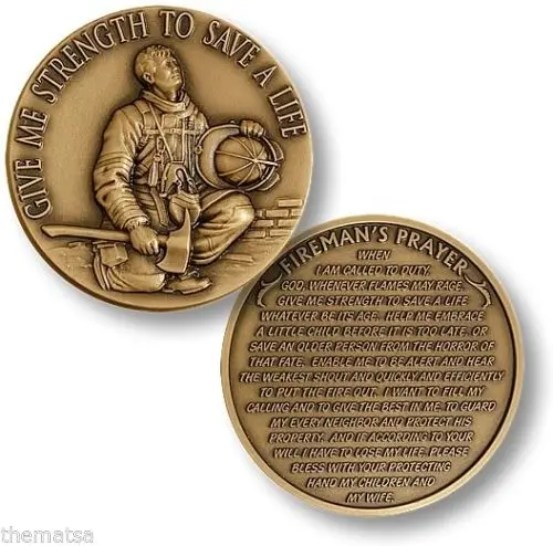 

Free shipping, Firefighter in Prayer - Spanish Challenge Coin