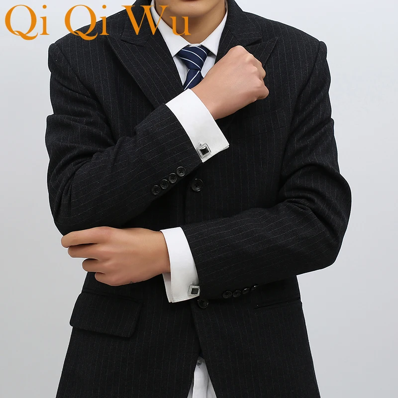 

New Style Shirt wedding Cufflinks For Mens Gift French Brand Cuff Buttons Crystal Cuff links High Quality Black Jewelry