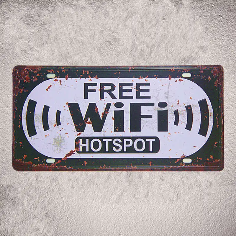 Автомобильный номерной знак винтажная жестяная вывеска Бесплатный Wifi кофейня