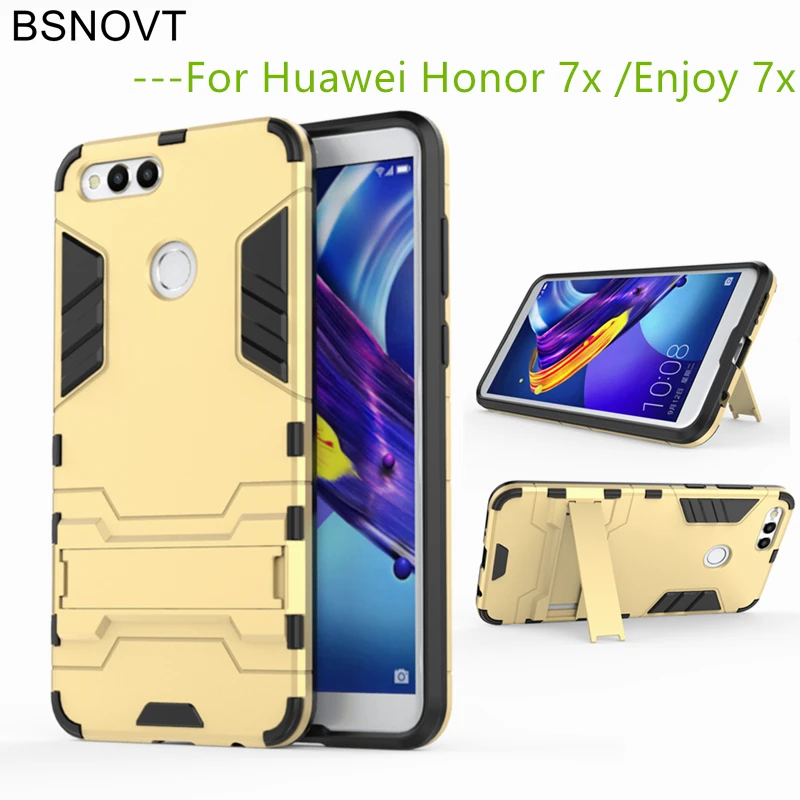 BSNOVT huawei Honor 7X дело чести крышка Мягкий силиконовый + Пластик Kickstand чехол для случае