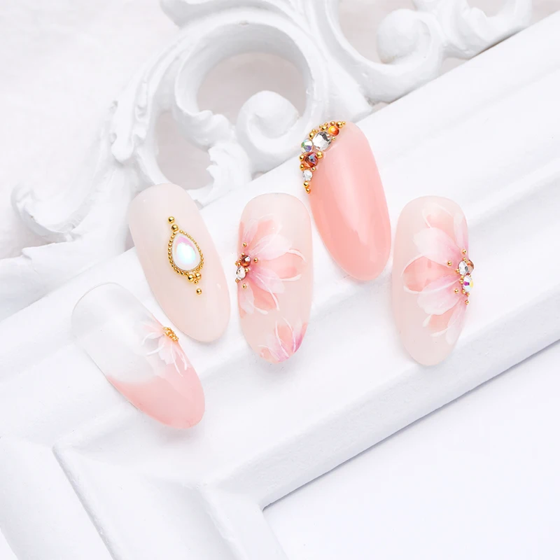 Бусины для ногтей из нержавеющей стали 3D украшения дизайна смешанные размеры