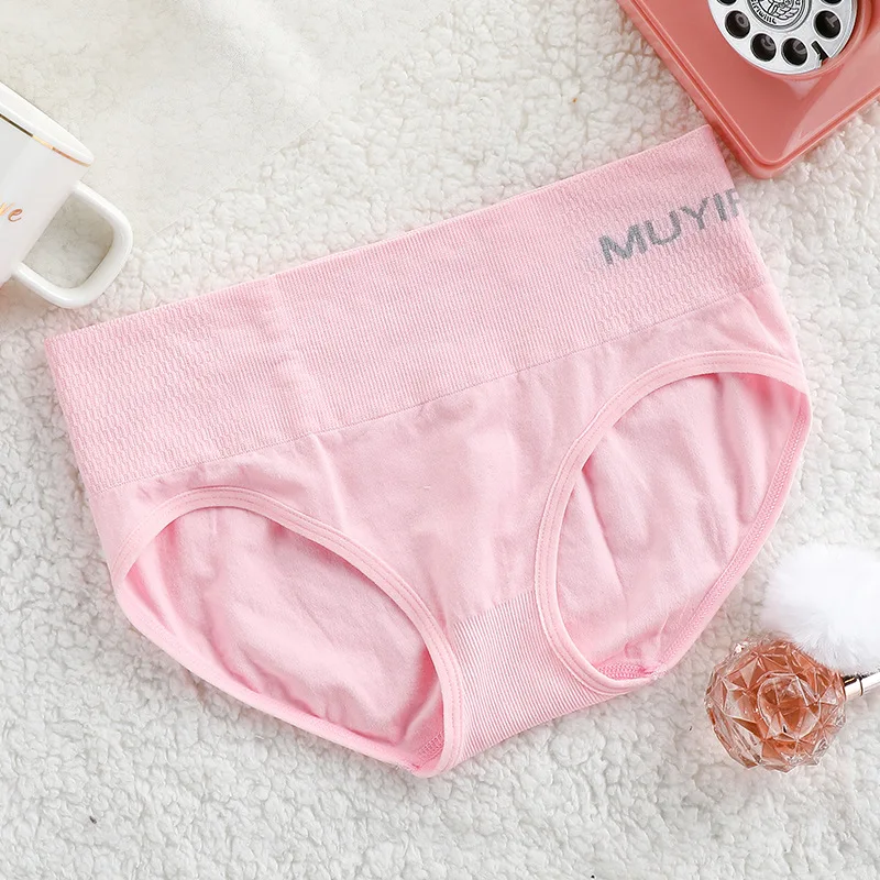 Однотонные дышащие эластичные трусы со средней талией дамское нижнее белье |