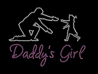2pclot daddys girl rhinestone transfer applique patches sticker hotfix iron on crystal transfers design iron on patches
