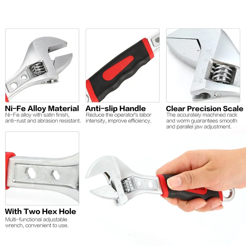 SHE.K 10&quot Ratchet Wrench Steel Hand Tool Repairing Spanner Adjustable Torque Household Combination For Nuts Bolts with Scale |