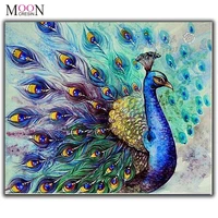 mooncresin diamond painting cross stitch peacock animal diy diamond embroidery full square round diamond mosaic decoration kit