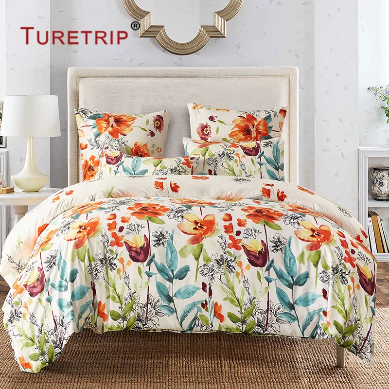 Turetrip Flower Duvet Cover Set Floral Boho Hotel Bedding Sets Comforter With Soft Lightweight Microfiber Quilt | Дом и сад