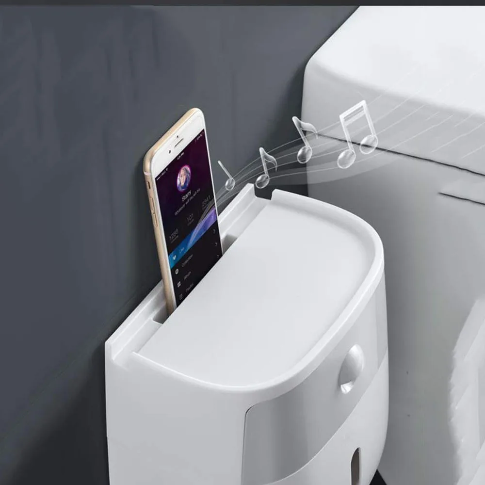WC бумажный держатель для телефона с полкой для хранения коробка Ванная комната Туалетная рулонная бумага держатель настенное крепление пластиковая ванная комната