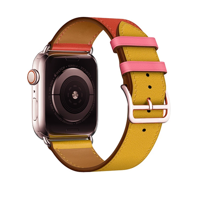 Swift кожаный двойной тур розовое золото застежка пряжка для iWatch Группа 44 мм 40 42 38