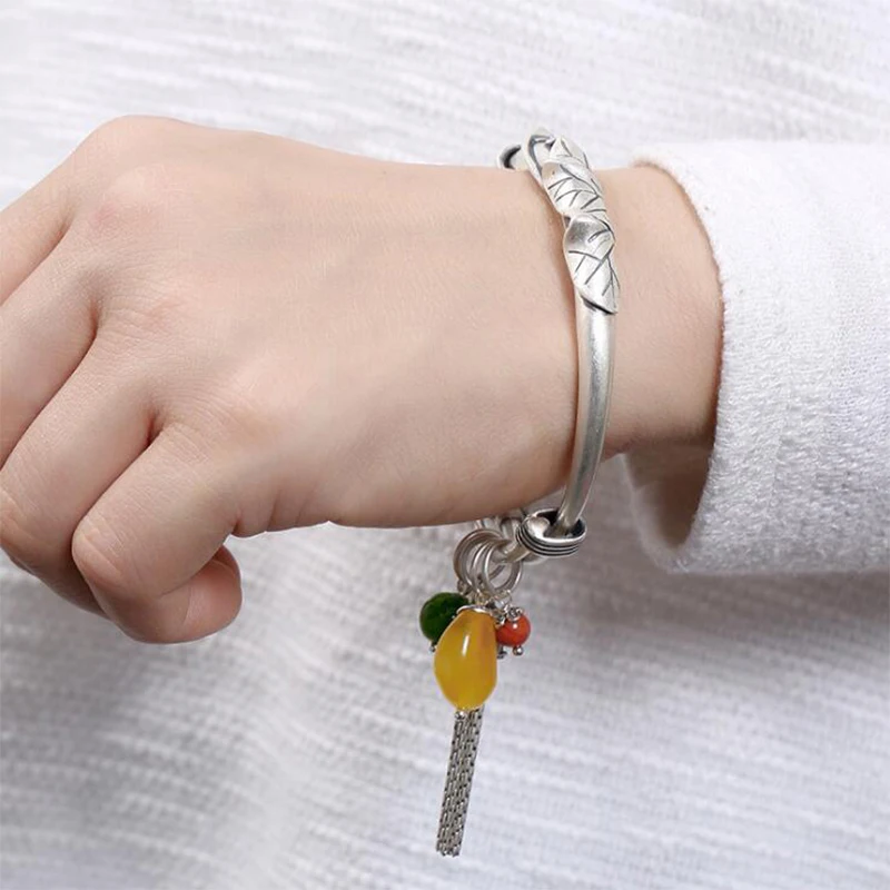 Женский браслет с подвеской в виде кисти из 100% серебра S990 B05 2019 | Украшения и