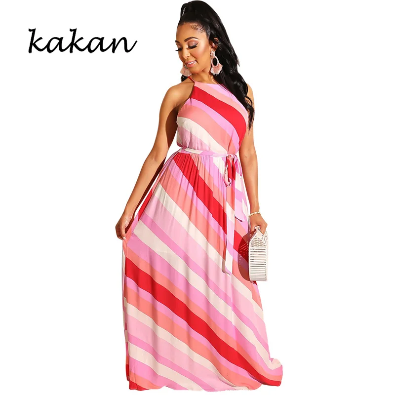 

Kakan casual multicolor dress 2019 summer new best women's print long dress
