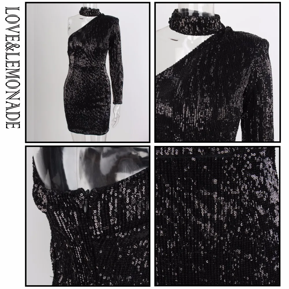 Женское платье без бретелек LOVE & LEMONADE черное из эластичного материала с вырезами