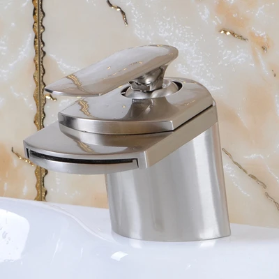 Brushed Nickel Hongdec роскошное крепление для ванной комнаты Водопад кран для раковины Латунное розовое золото черный кран для раковины - Цвет: Brushed Nickel