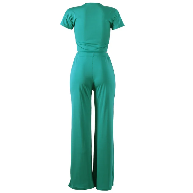 

Women's Tracksuit Fitness Sporting Suit Sweat Suit Green Two Piece Set Pullover Cropped Top and Pants Outfits Casual Sportswear