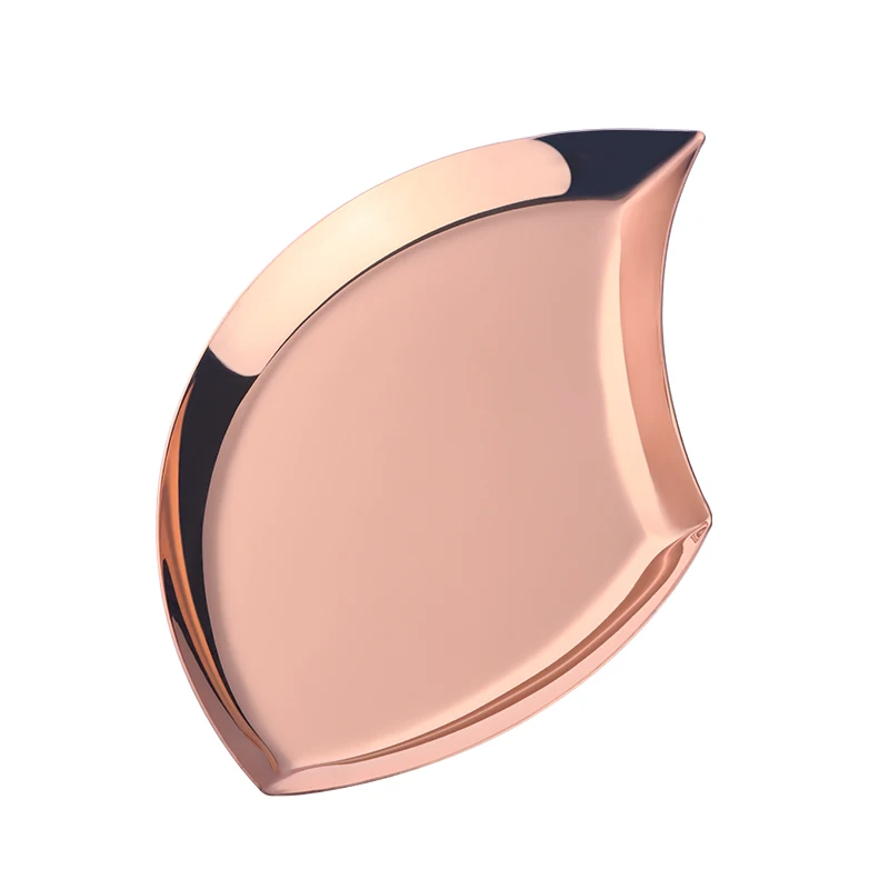 Rose gold Неправильная тарелка блюдо из нержавеющей стали, дессертная тарелки для фруктов хранения конфеты, печенье формы листьев ювелирные лотки вечерние столовые приборы - Цвет: Rose gold