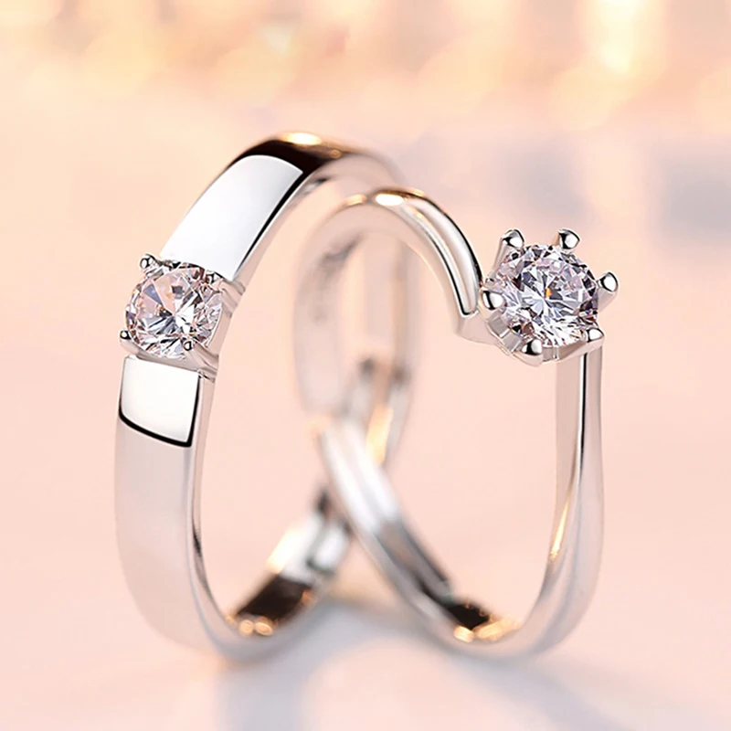 SHANICE,, 925, серебряное Открытое кольцо, обручальное, женское, кубический цирконий, кольцо для мужчин, женское кольцо, набор, бижутерия, для девушек, для влюбленных, для свадьбы