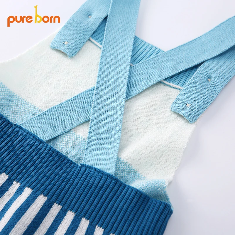 Pureborn вязаный детский комбинезон для маленьких девочек одежда геометрический в