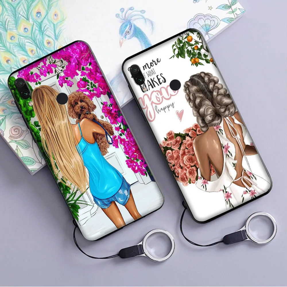 Цветами мальчик и девочка, стиль «Принцессы», мягкий чехол для Xiaomi Redmi Note 4 4X6 7 8 Pro 5 Plus 5A 6A крышка