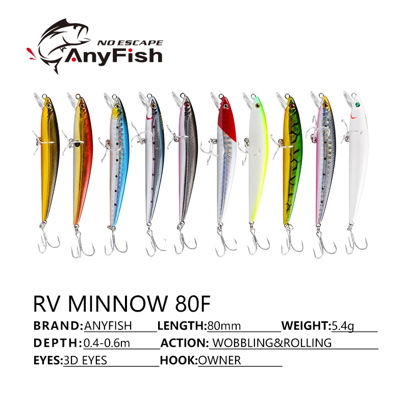 Рыболовная приманка ANYFISH RV MINNOW 80F плавающая для рыбалки 8 см 5 4 г жесткая с 2