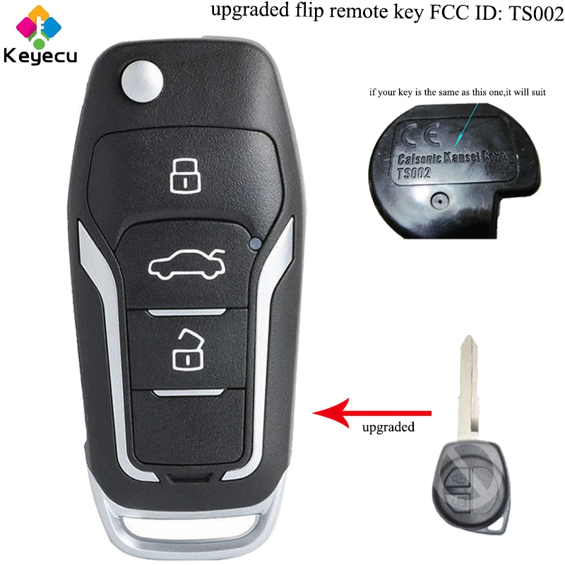 KEYECU Модернизированный дистанционный Автомобильный ключ с ASK 433 92 MHz & ID46 Chip HU87 Blade FOB