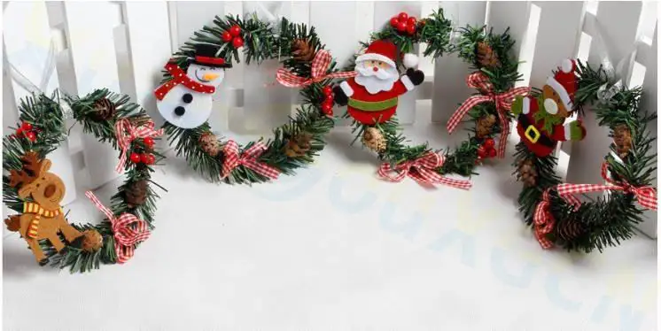 

Santa Claus PVC small wreath window door decoration festival party wreath New Year Christmas ornaments Decoration props
