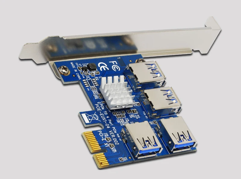 PCI Express Riser Card 1 to 4 PCIe 16X USB 3.0 PCI-E Adapter Port Multiplier Converter for BTC Bitcoin Miner Mining | Компьютеры и