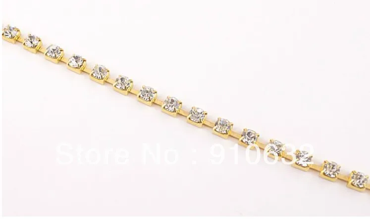 10 ярдов алмазные прозрачные стразы Золотая цепь отделка SS12 3 мм|rhinestone cup chain|rhinestone
