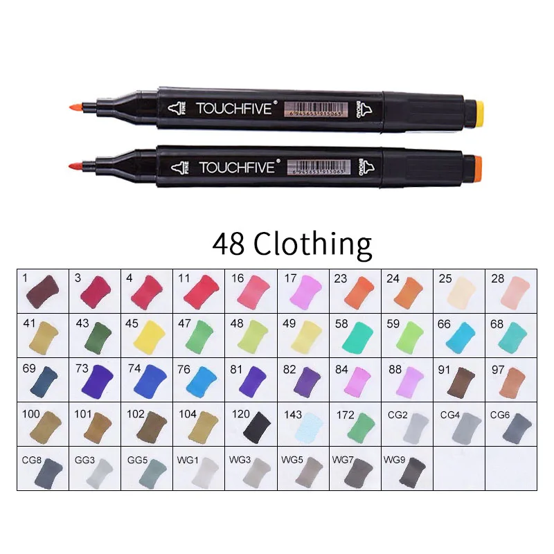 BLACK-48CLOTHING TOUCHFIVE 168 цветов художественные Маркеры Набор ручек с двойной головкой ручка для рисования манга маркер для окрашивания выдвижных ящиков поставки Студенческая ручная краска - Цвет: BLACK-48CLOTHING
