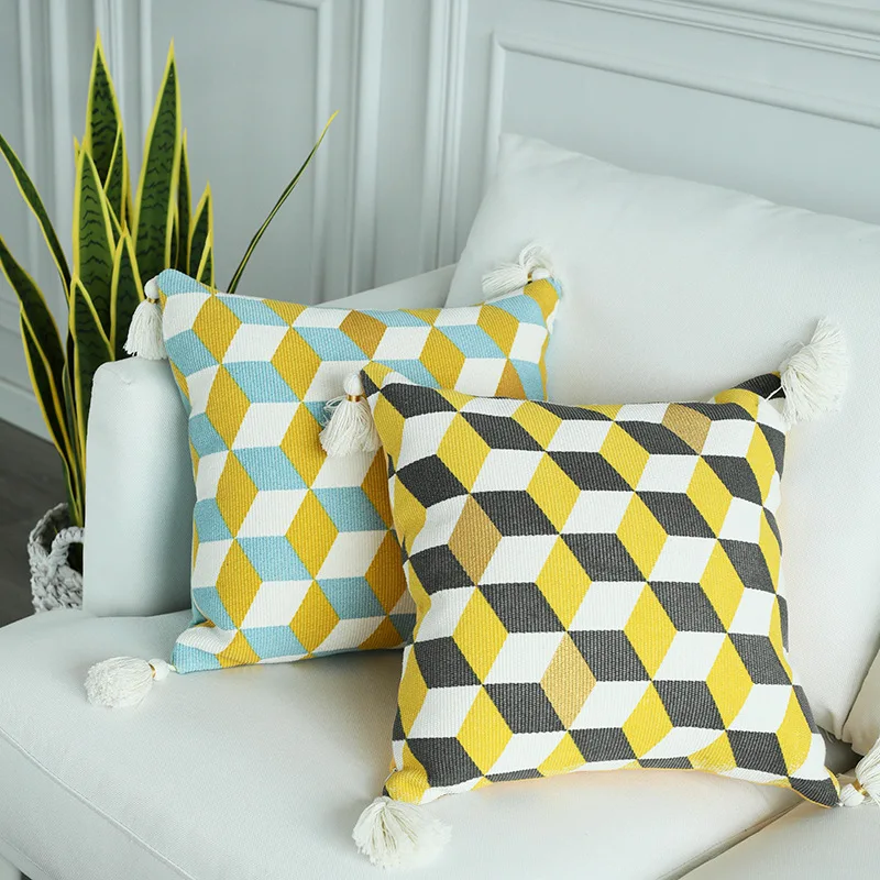 Чехол для подушки DUNXDECO геометрический рисунок 45x45 см