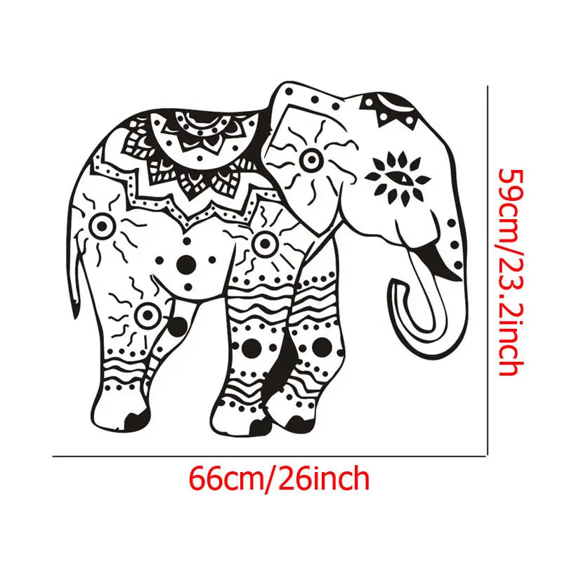 Наклейка на стену в виде слона с цветочным рисунком | Наклейки для стен