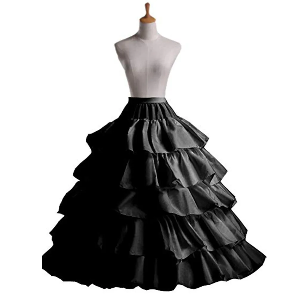 

Brand New Petticoats with Ruffles White/Black/Red Ball Gown 4 Hoops 5 Layers Slip Underskirt Crinoline For Wedding/Formal Dress