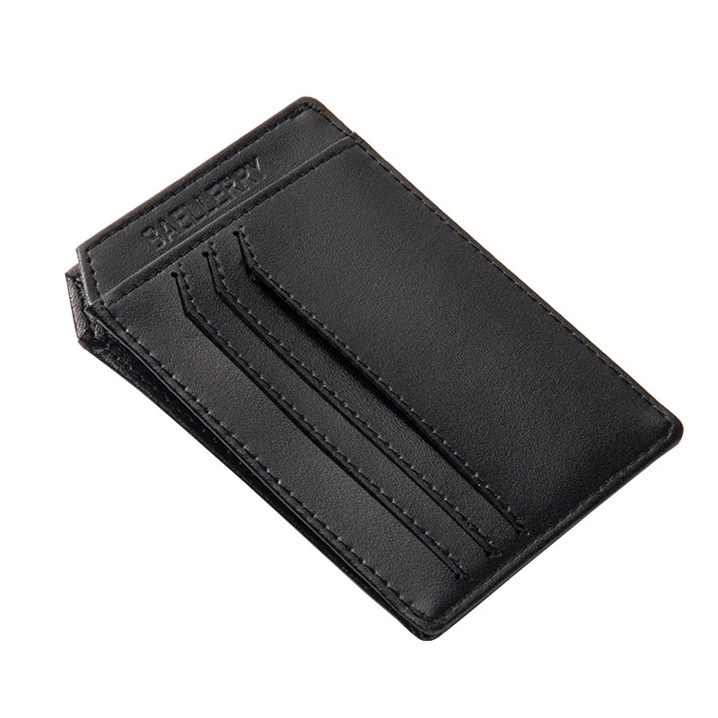 Новинка модный однотонный мужской держатель для карт из кожи 2-слойный тонкий