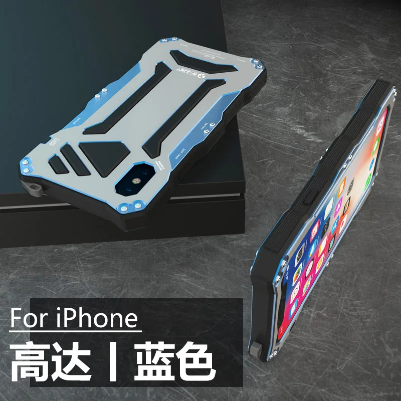 Для Apple iphone X XR XS MAX 7 8 6 6s Plus 5S SE чехол Doom Armor углеродное волокно Металл Gorilla закаленное стекло защитный чехол для телефона - Цвет: Небесно-голубой