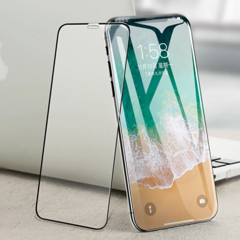 Закаленное стекло 6D с изогнутыми краями для iPhone X 8 Plus твердостью 9H полное