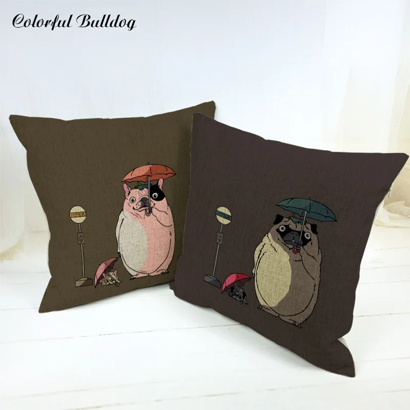 Наволочка с рисунками животных бульдогов мопса ленивых имитирующих милые