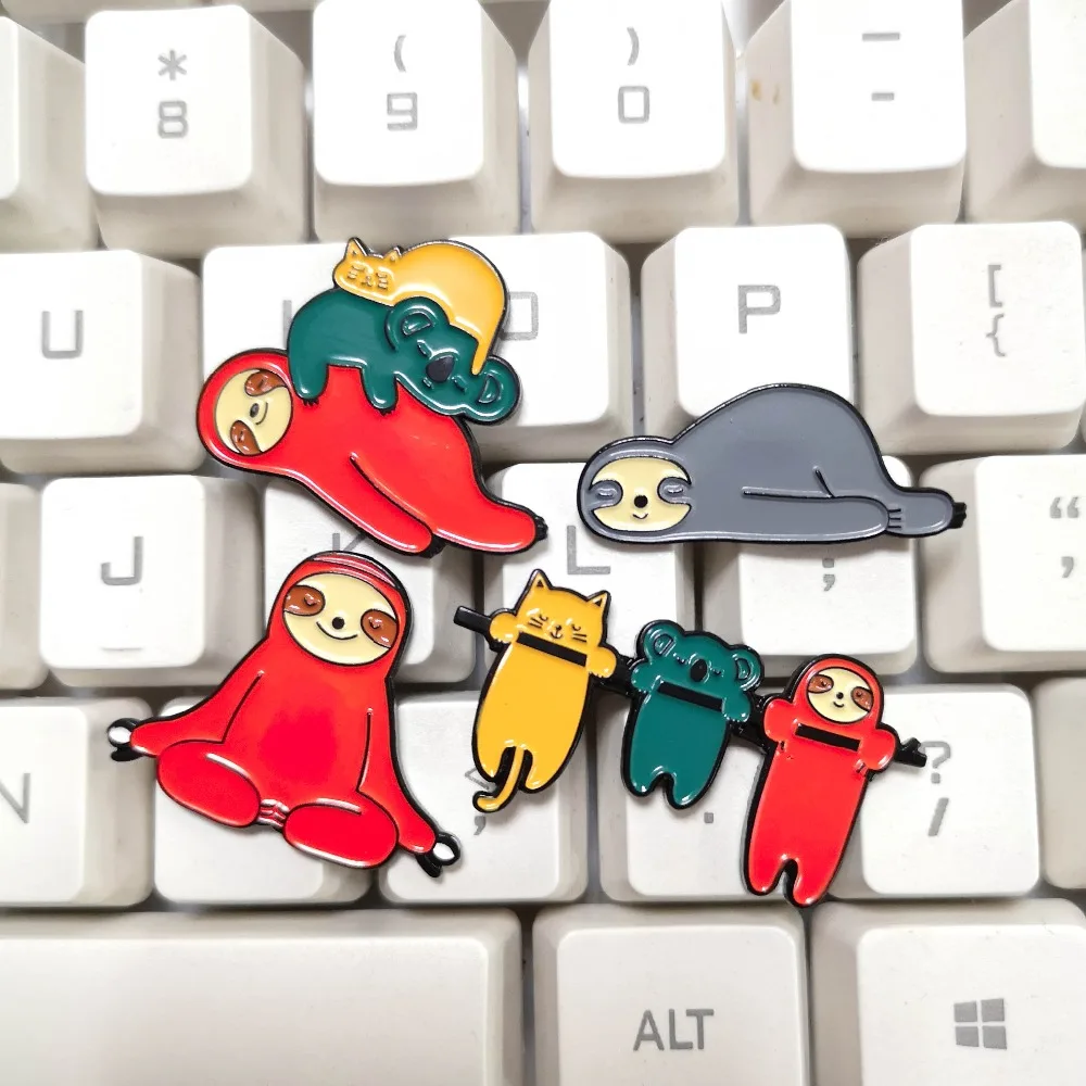 Очаровательная Милая Ленивец кошка коала Йога ленивое животное флэш эмаль