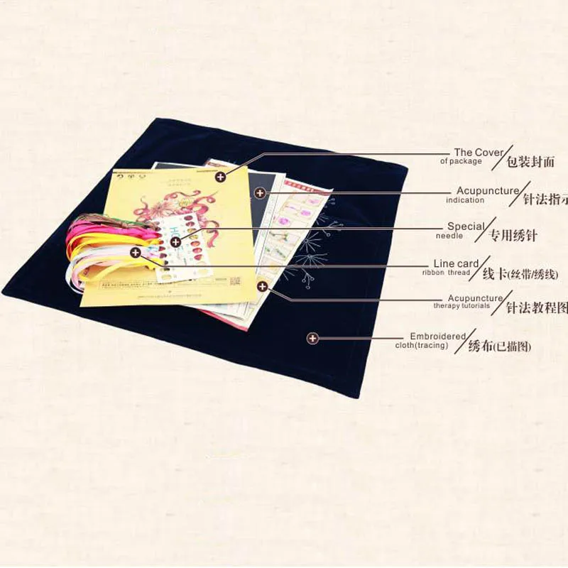 Черная наволочка с вышитыми цветами из ленты наборы цветочной вышивки крестиком