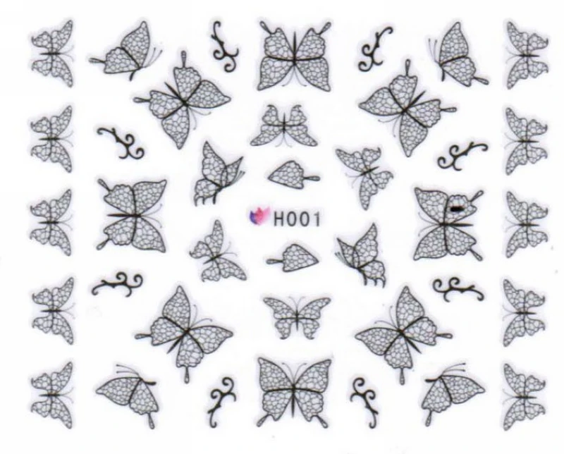 Самоклеящиеся 3D тату наклейки для ногтей с имитацией симуляции черная бабочка