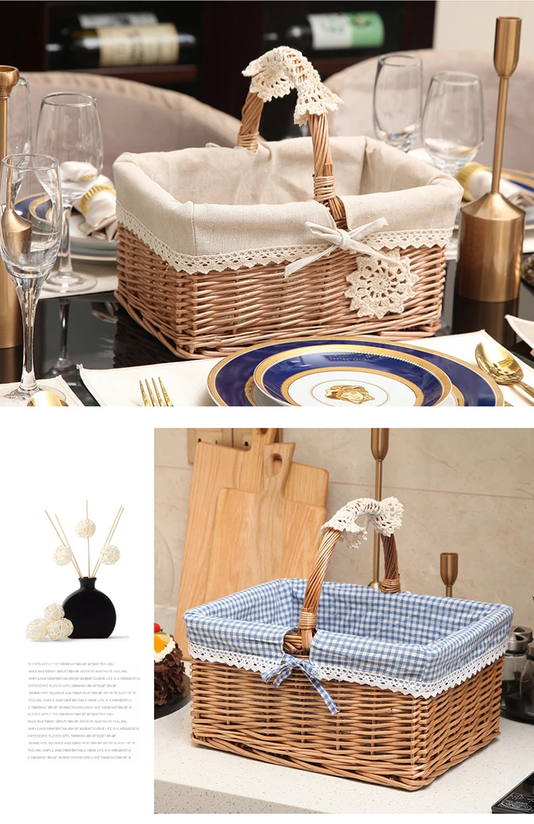 2018 NEW Genuine Super specials Practical Pastoral style sweet lovely cloth art wicker basket Storage Baskets flowers | Дом и сад