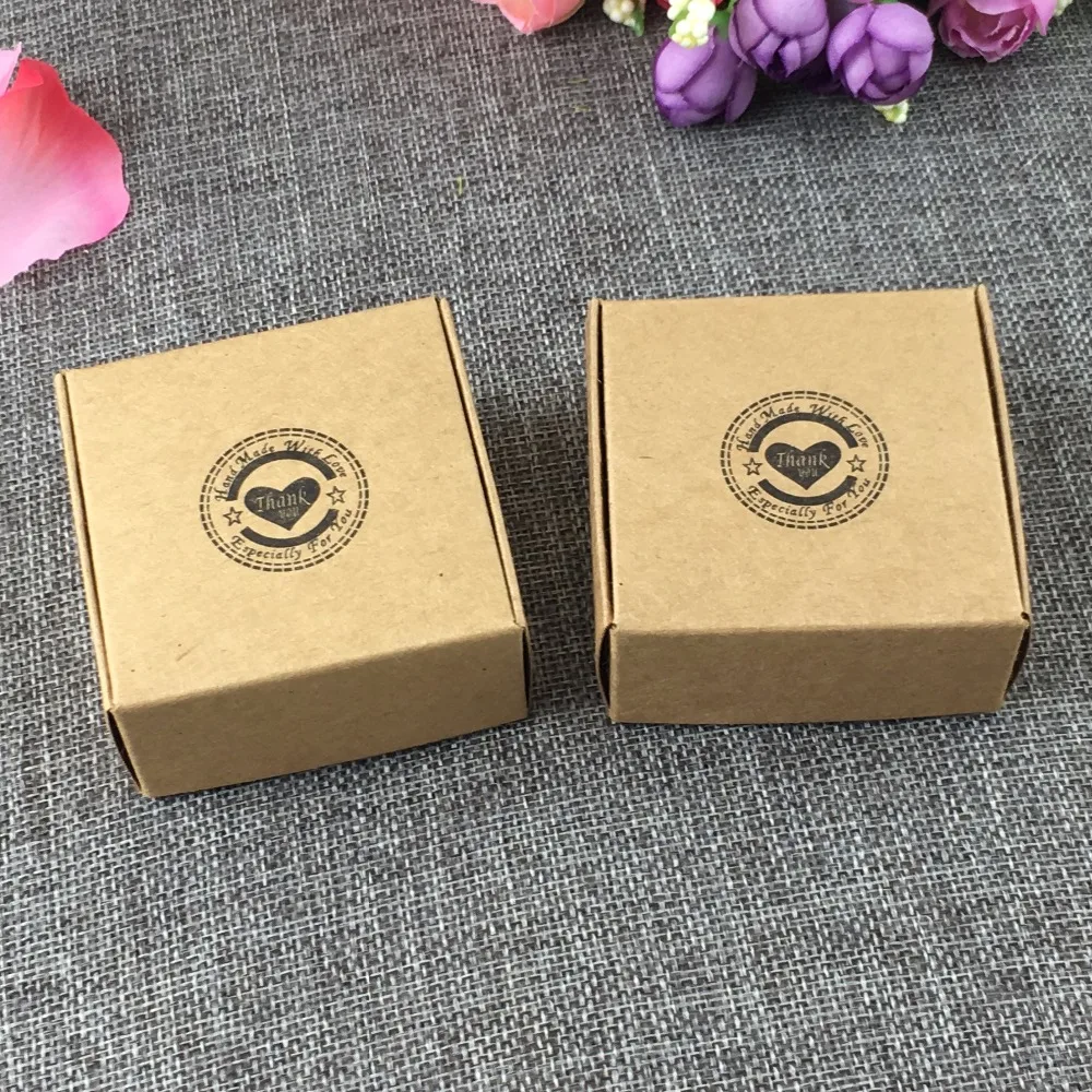 50 шт./лот 6 5x6 5x3 см новые подарочные коробки из крафт бумаги с надписью love Thank You