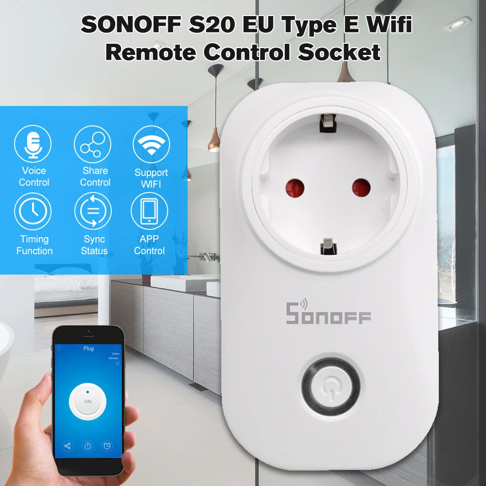 Умная розетка SONOFF S20 ITEAD WiFi беспроводное приложение дистанционное управление