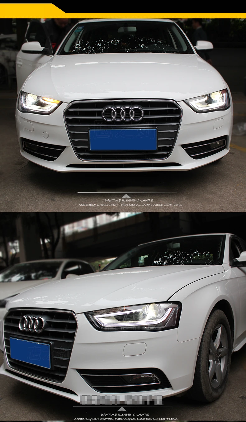 Автомобильный Стайлинг корпус передней фары для Audi A4L 2013- A4 фары A4 светодиодный фары DRL Объектив Двойной Луч би-ксеноновых фар, Высокопрочная конструкция аксессуары