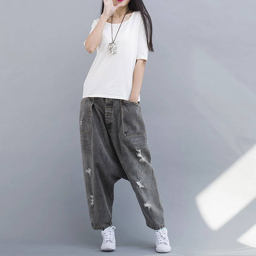 Для женщин осень 2018 г. джинсовые штаны джинсы для дамские шаровары личности