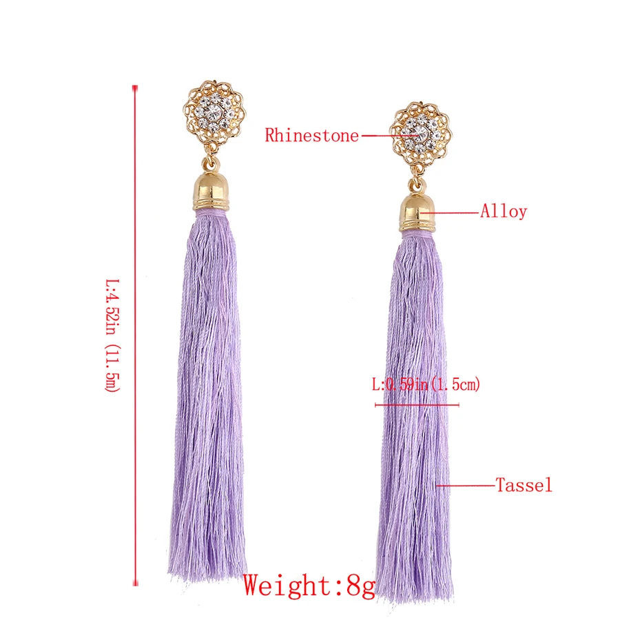 Meidi Long String Purple Tassel Braided Rope Bohemia Earrings For Women Earings Set Fashion Jewelry Multicolor Brincos | Украшения и