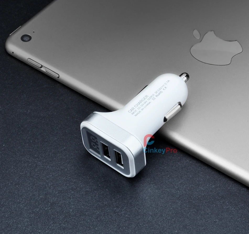CinkeyPro светодиодный Экран 2-Порты и разъёмы зарядных порта USB для автомобиля Зарядное устройство для iPhone samsung автомобиля-Зарядное устройство адаптер 5 V/2.1A мобильного телефона адаптер для зарядки