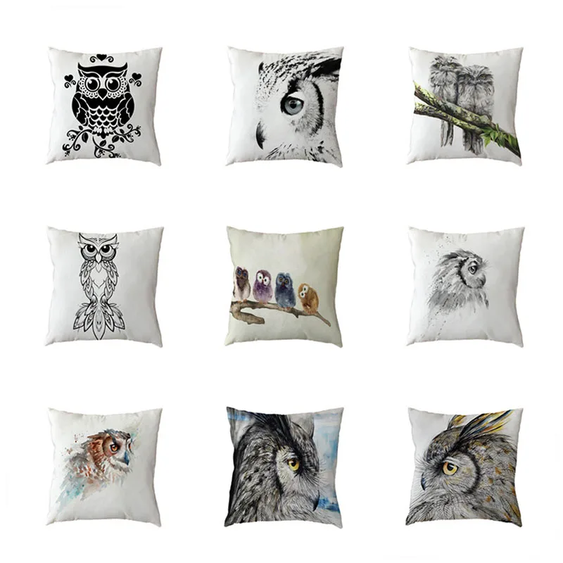 

Selling Owl Cushion Cover Eagle Pattern Car Seat Family Living Room Sofa Pillows Decor Home 45*45cm Throw Pillowcase