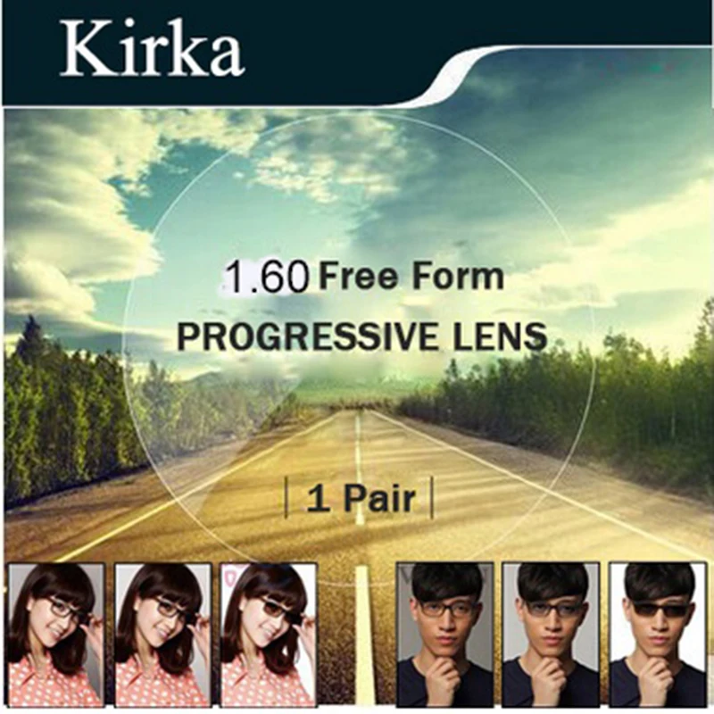 Kirka Multifocal 1.60 Progressive Photochromic Lens Optical Glasses Lenses Color Change Gery Color