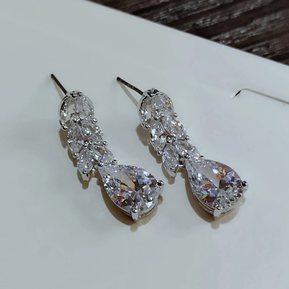 Женские модные серьги-пусеты с кулоном из фианита в форме капель | Украшения и